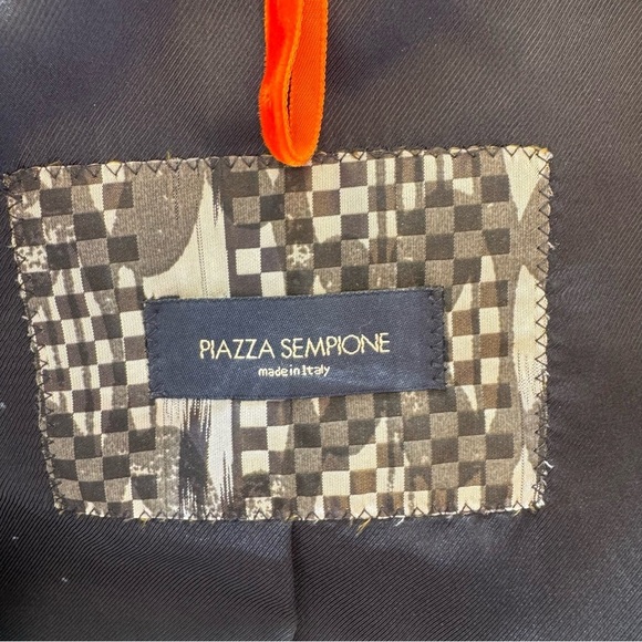 Piazza Sempione Jacket Batik Print Silver Black Buttons Gold Flecks EU 44/US 12 - Picture 8 of 10